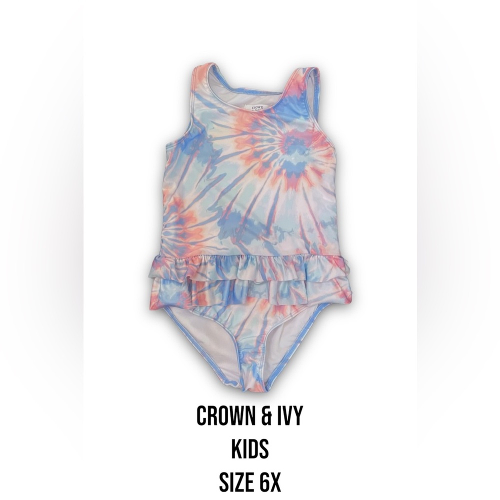 Crown and Ivy Kids Girls One-Piece Tie-Dye Swimsuit